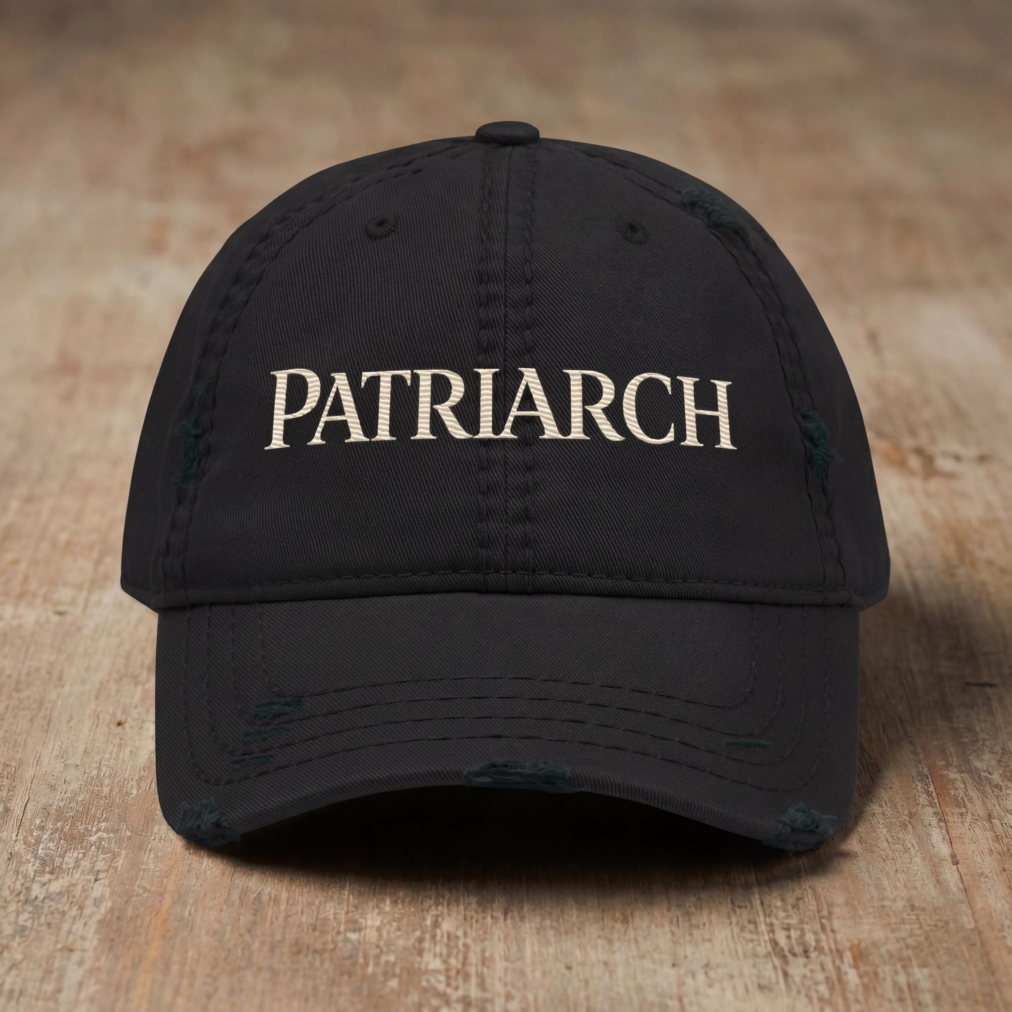 Black PATRIARCH embroidered hat from the Atlas Stitch Father Capsule.