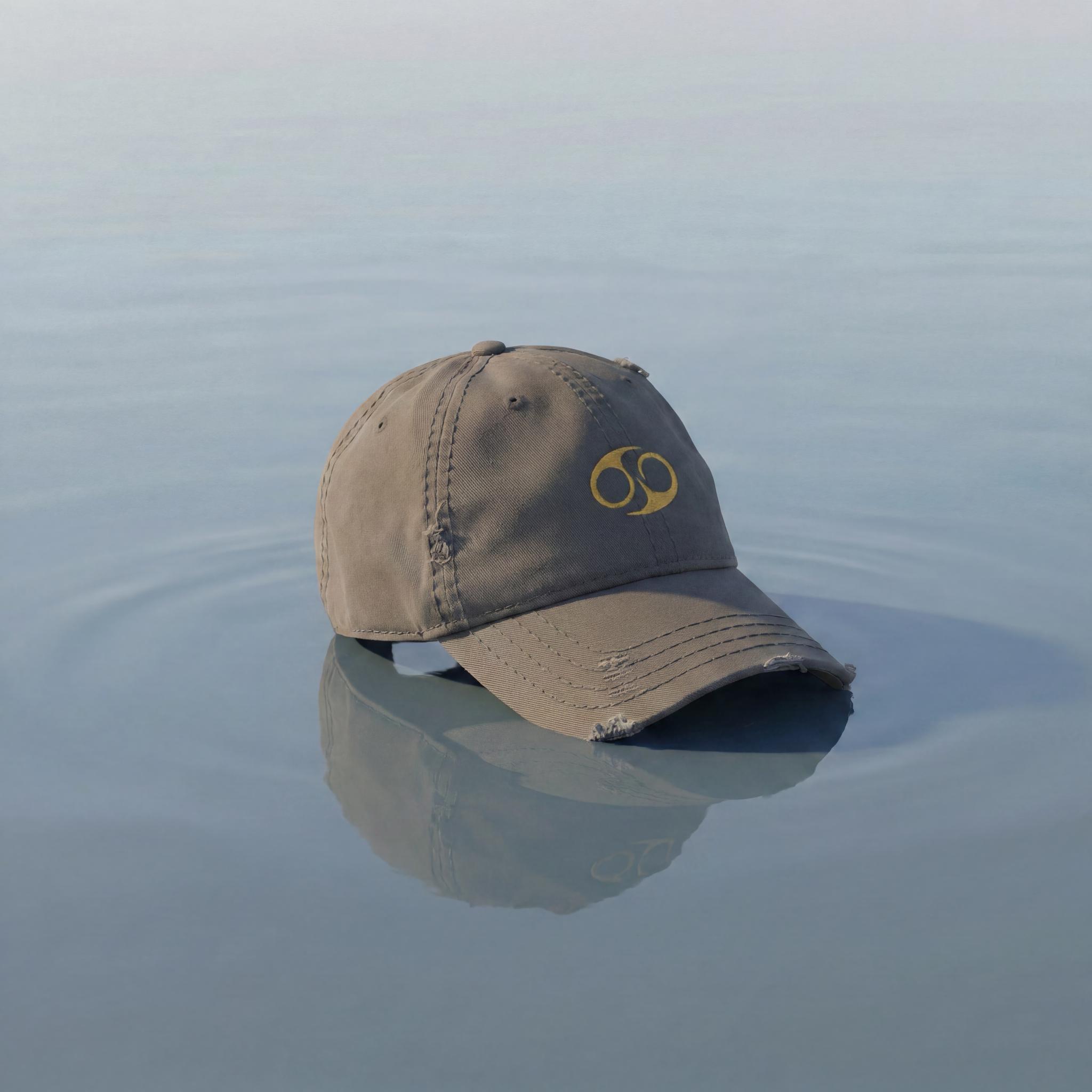 Charcoal Cancer embroidered cap shown from a side angle.