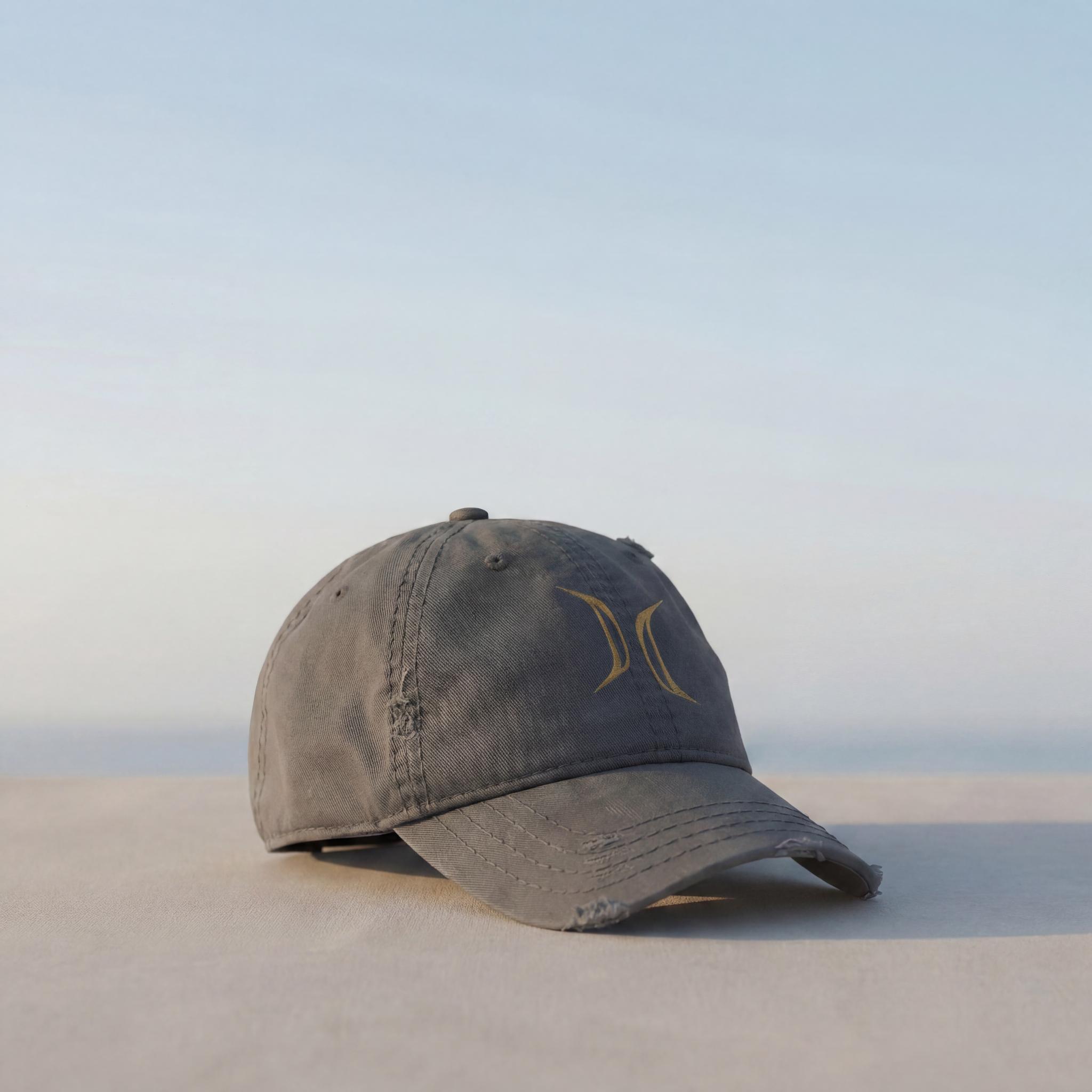 Charcoal Gemini embroidered cap shown from a side angle.