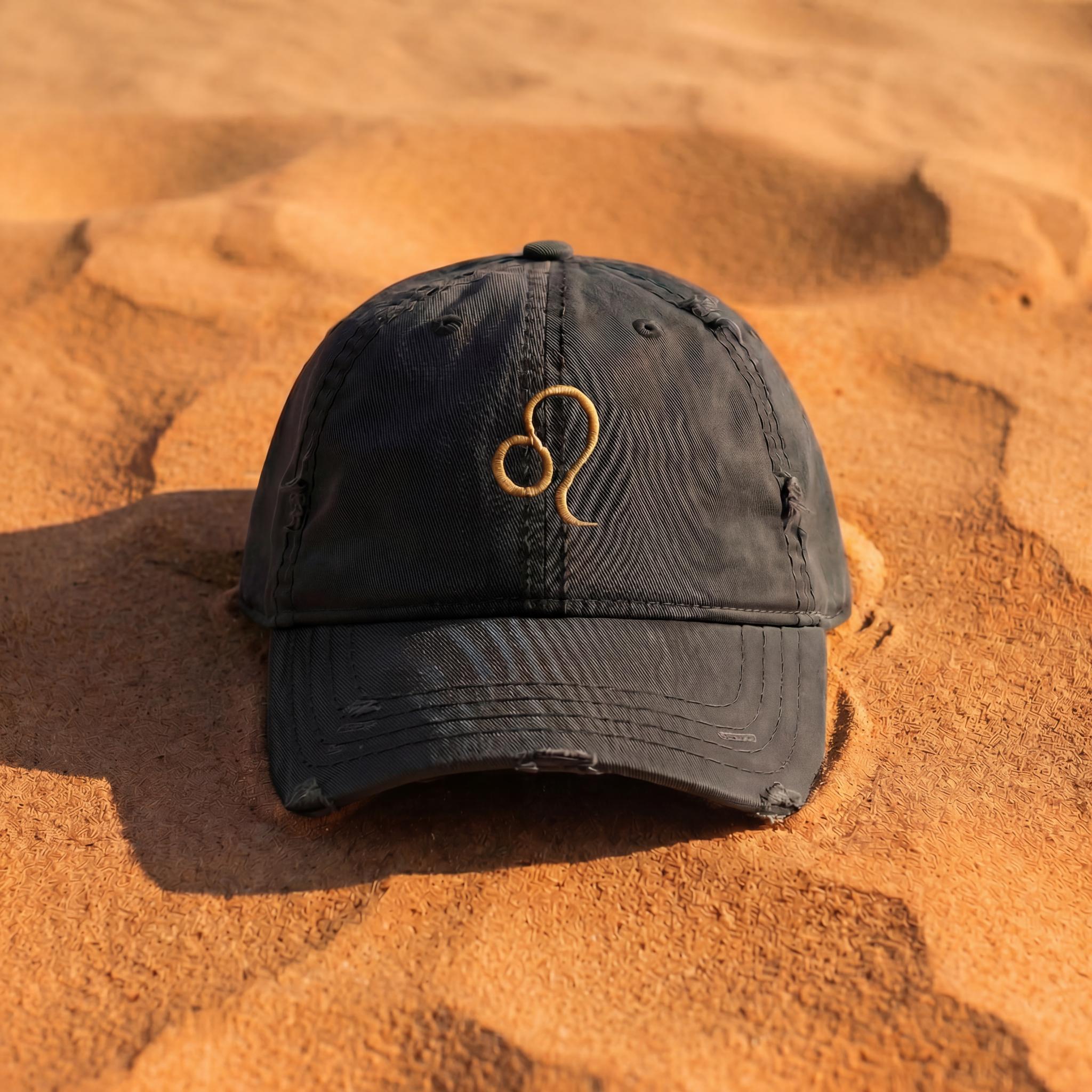 Black Leo embroidered cap from the Atlas Stitch Zodiac Capsule.
