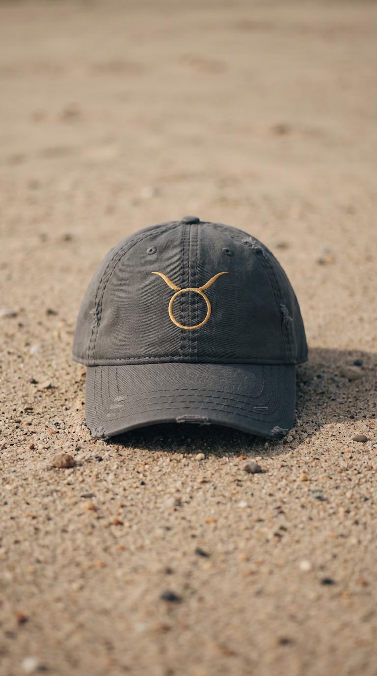 Charcoal Taurus embroidered cap with front embroidery visible.