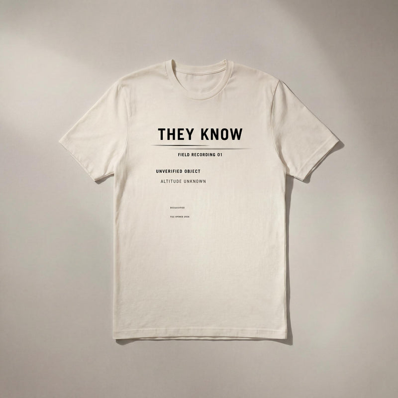VintageWhiteTee They Know graphic tee with black front design.