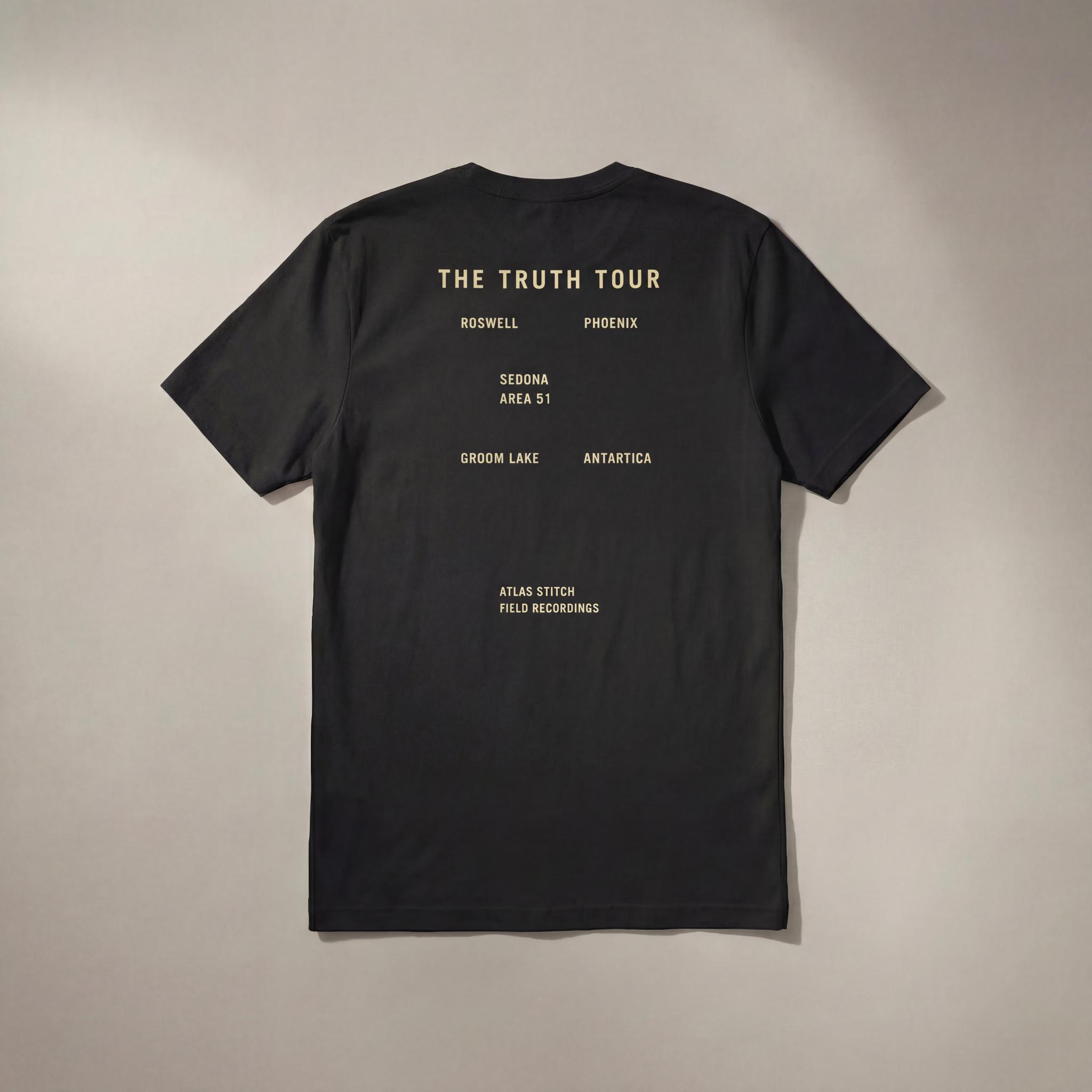 Black They Know We Know graphic tee with front design visible.