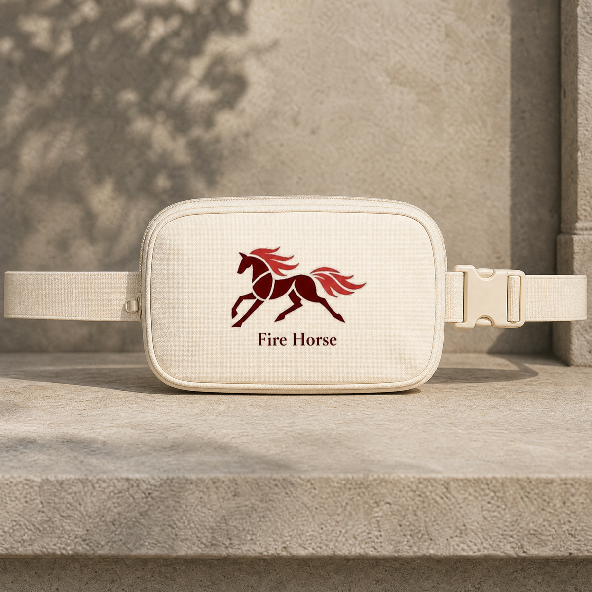 Ivory Fire Horse embroidered crossbody bag