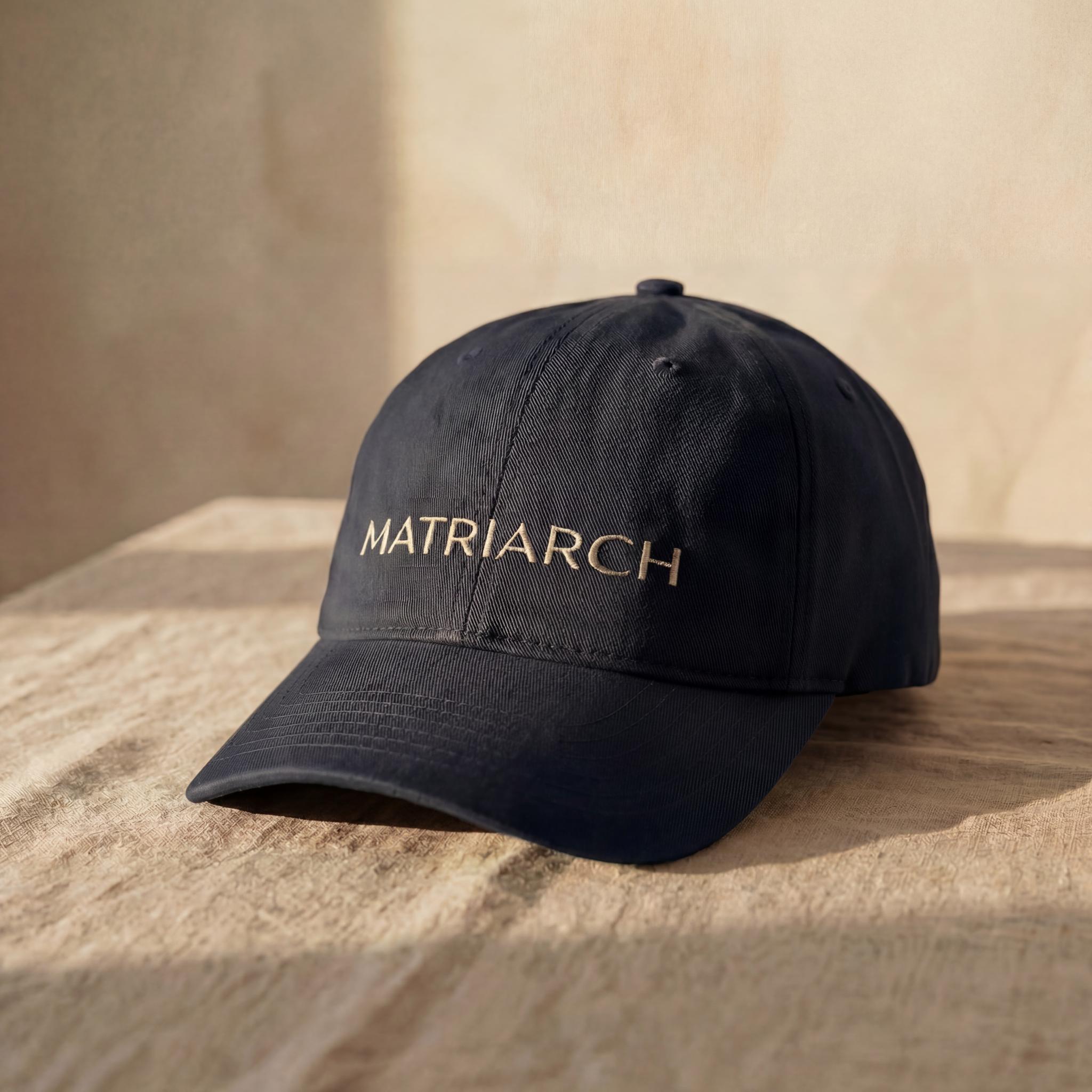 Navy MATRIARCH embroidered cap from the Atlas Stitch Mother Capsule.