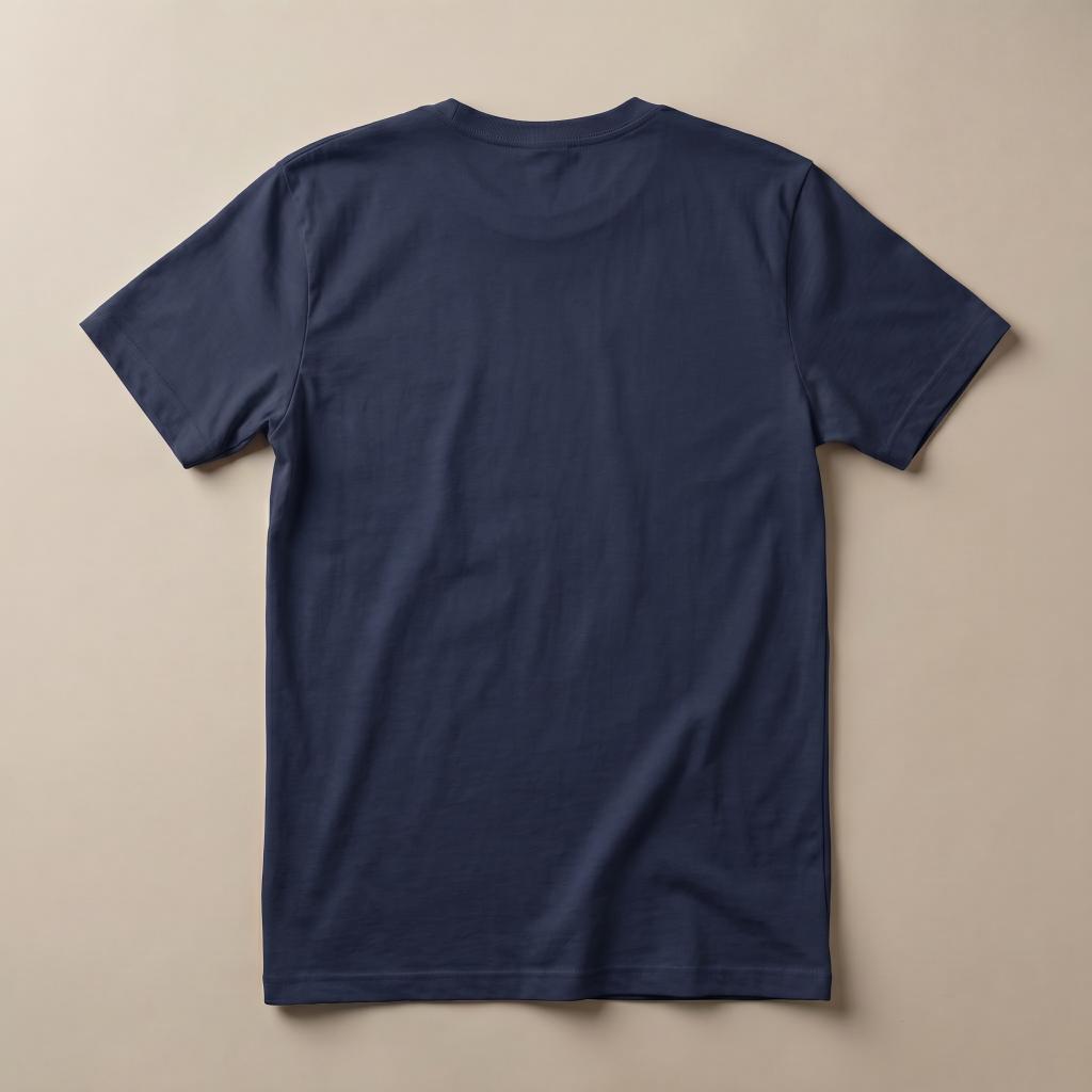 Navy 1776–2026 graphic tee with plain back design visible.