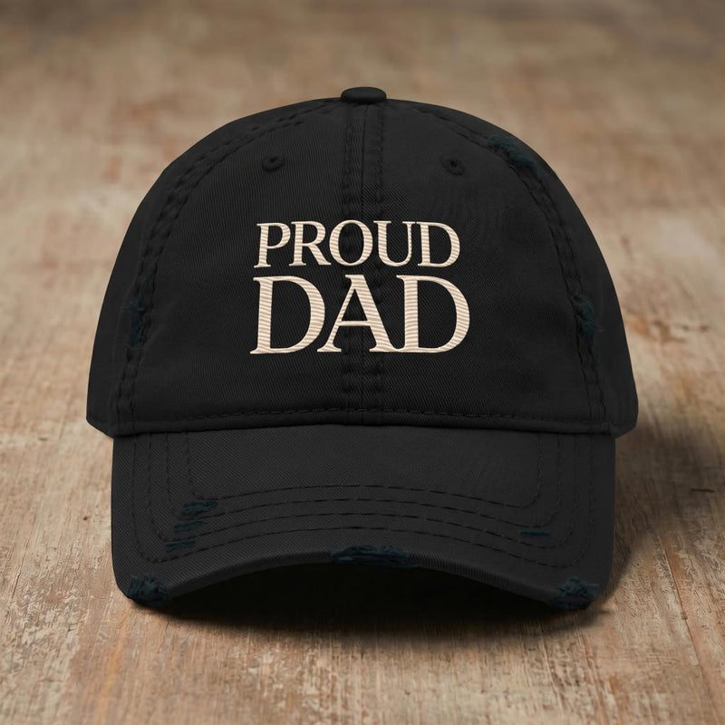 Black Proud Dad embroidered hat from the Atlas Stitch Father Capsule.