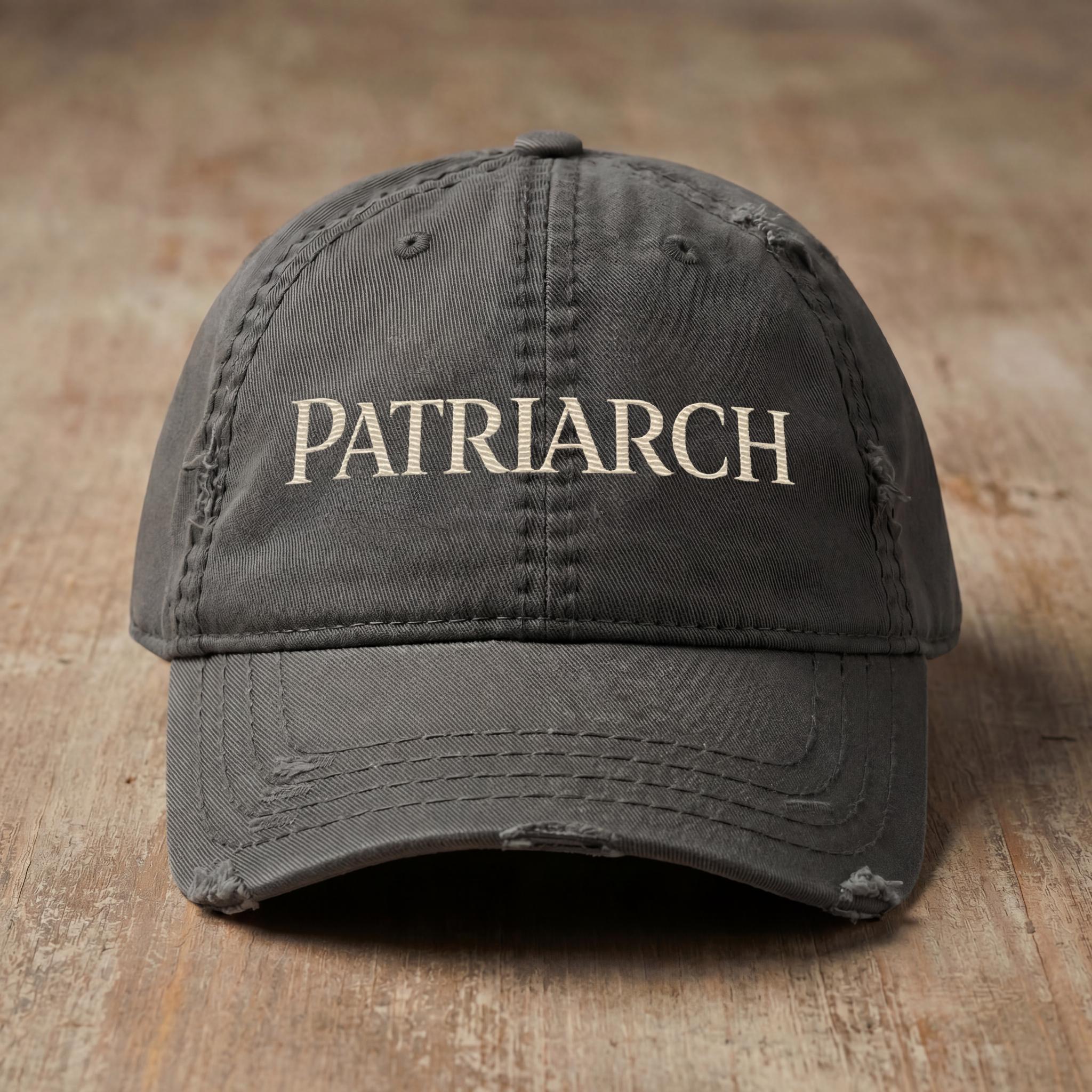 Charcoal PATRIARCH embroidered hat from the Atlas Stitch Father Capsule.