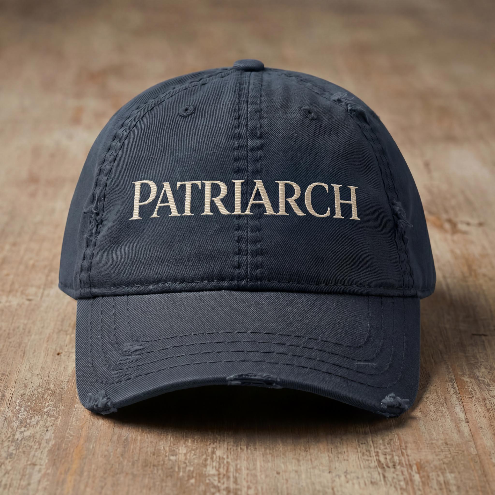 Navy PATRIARCH embroidered hat from the Atlas Stitch Father Capsule.