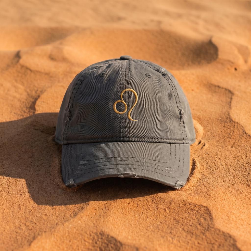 Charcoal Leo embroidered cap from the Atlas Stitch Zodiac Capsule.