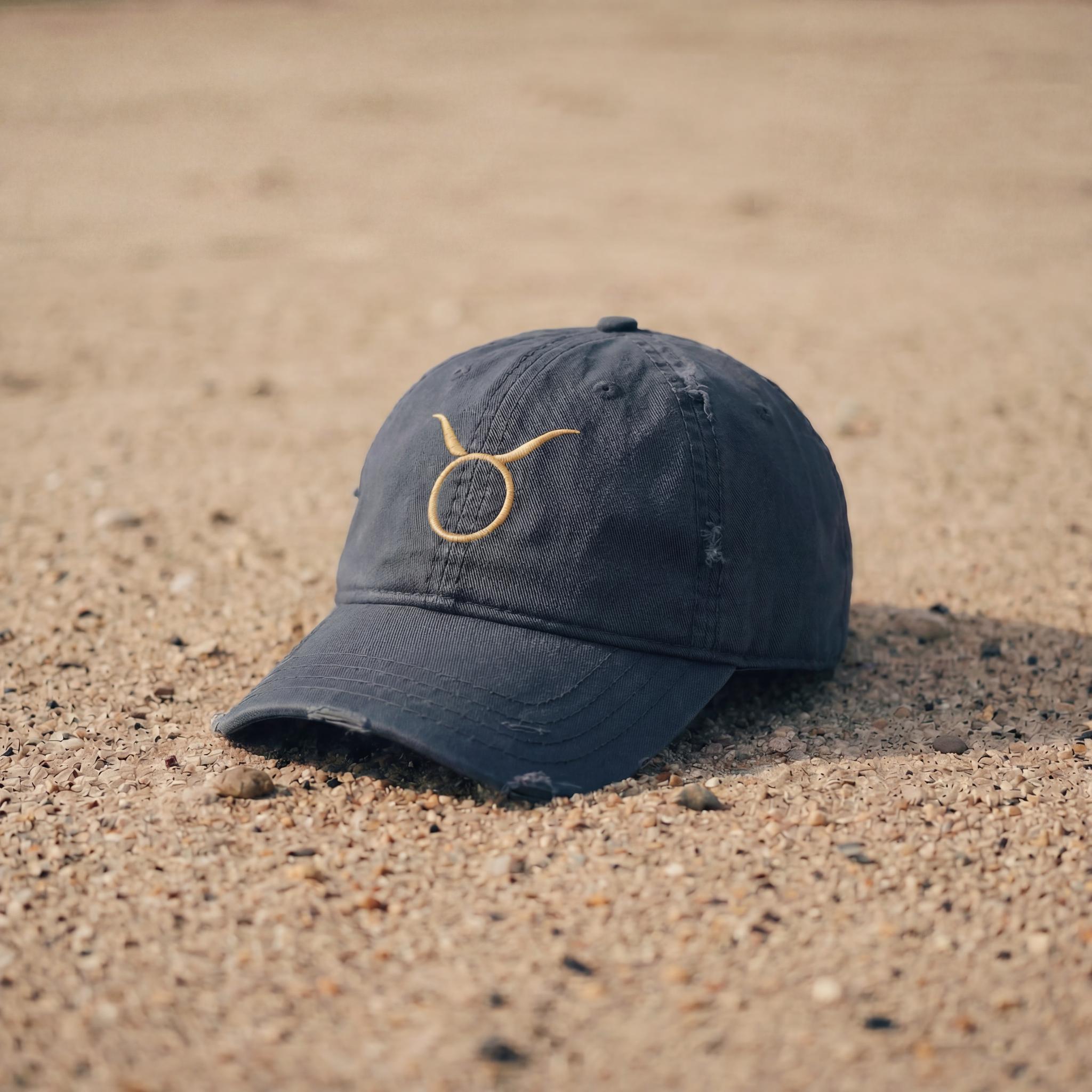 Navy Taurus embroidered cap from the Atlas Stitch Zodiac Capsule.
