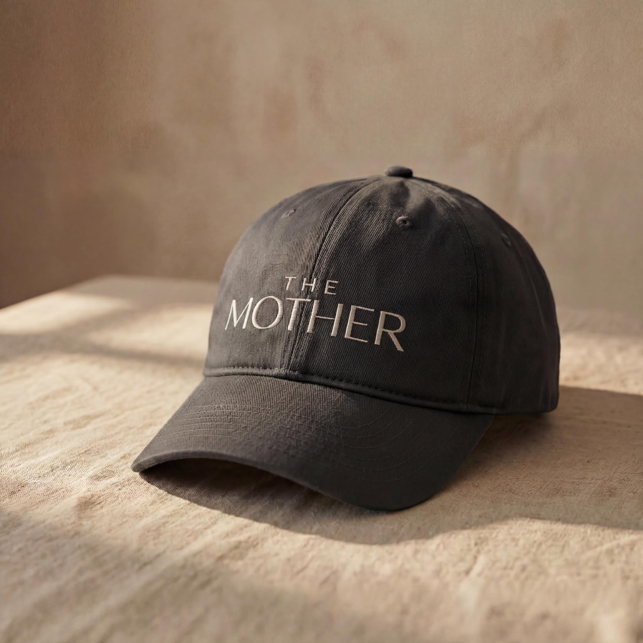 Charcoal MOTHER embroidered cap from the Atlas Stitch Mother Capsule.