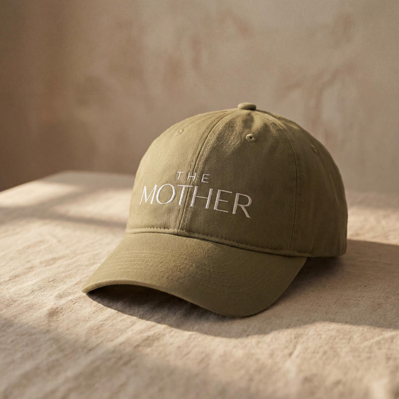 Olive MOTHER embroidered cap from the Atlas Stitch Mother Capsule.